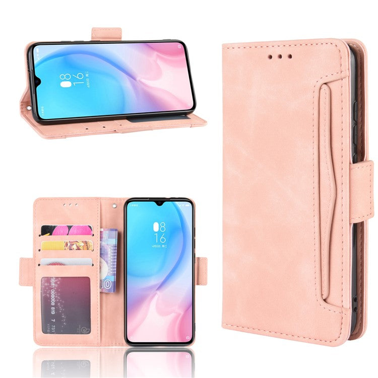 Wallet Stand Leather Phone Casing with Multiple Card Slots for Xiaomi Mi CC9e/Mi A3 - Pink