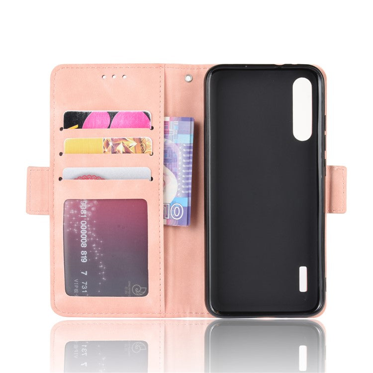 Wallet Stand Leather Phone Casing with Multiple Card Slots for Xiaomi Mi CC9e/Mi A3 - Pink