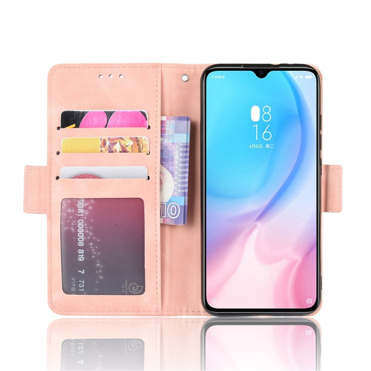 Wallet Stand Leather Phone Casing with Multiple Card Slots for Xiaomi Mi CC9e/Mi A3 - Pink