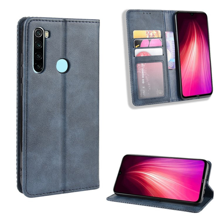 Auto-absorbed Retro PU Leather Shell for Xiaomi Redmi Note 8 - Blue