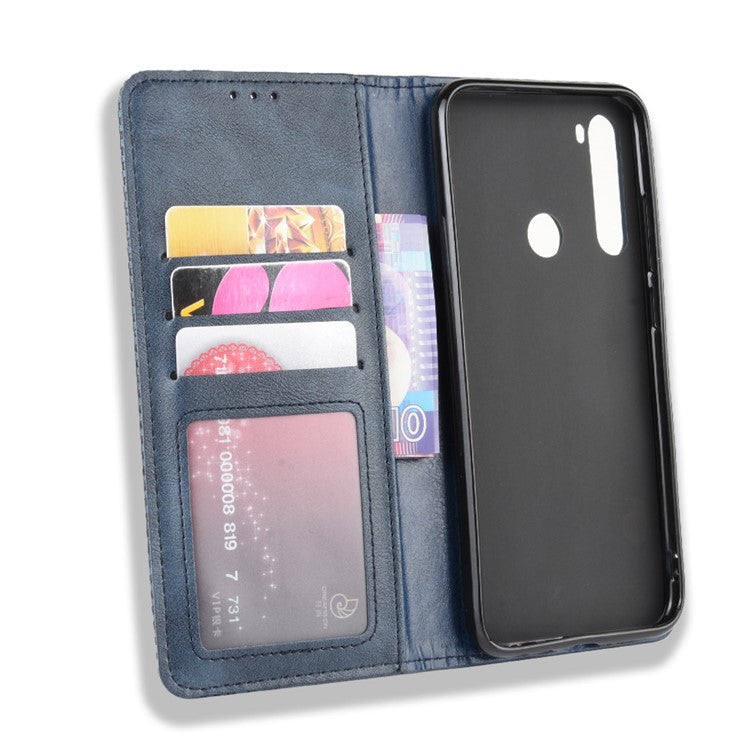 Auto-absorbed Retro PU Leather Shell for Xiaomi Redmi Note 8 - Blue