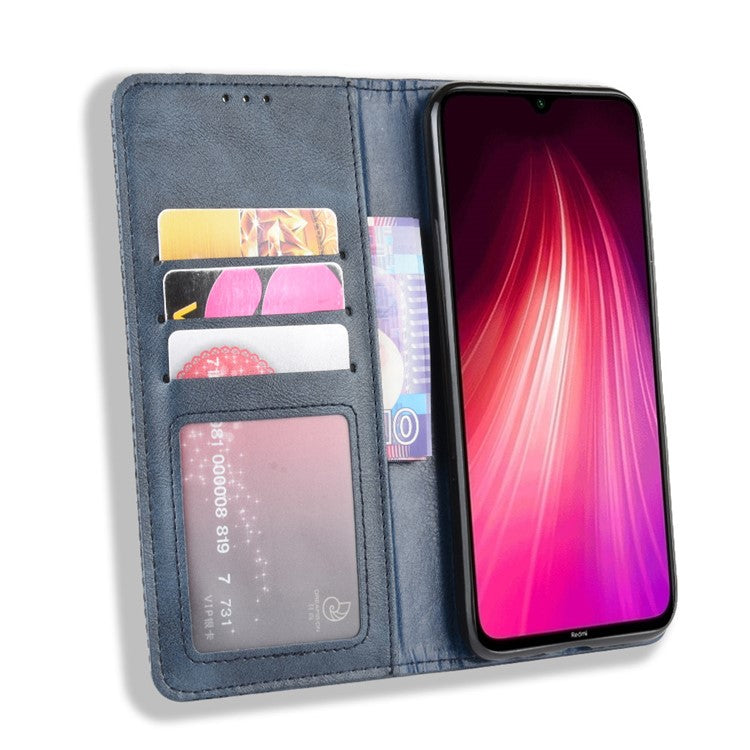 Auto-absorbed Retro PU Leather Shell for Xiaomi Redmi Note 8 - Blue