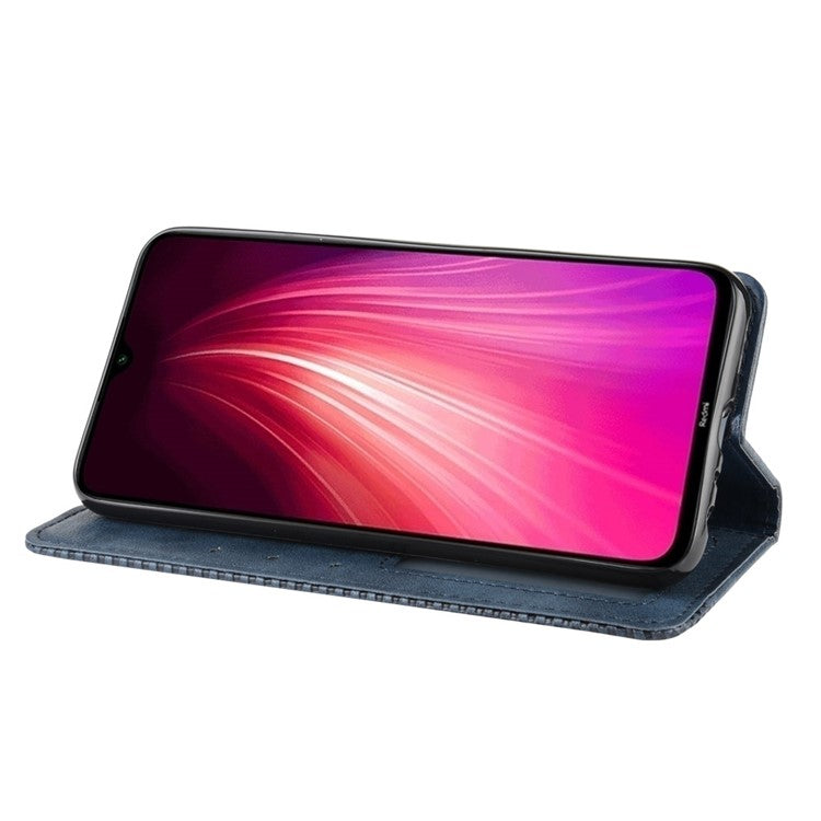 Auto-absorbed Retro PU Leather Shell for Xiaomi Redmi Note 8 - Blue