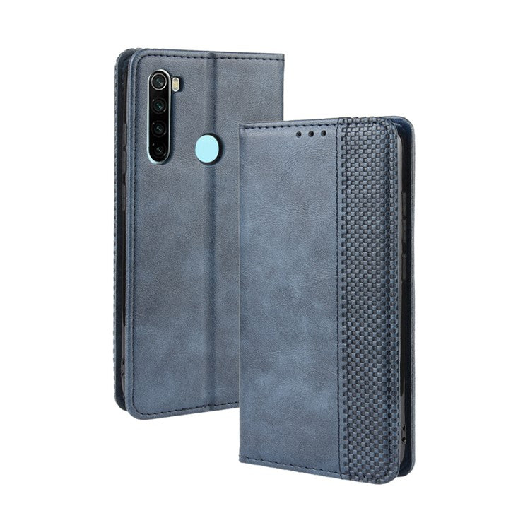 Auto-absorbed Retro PU Leather Shell for Xiaomi Redmi Note 8 - Blue