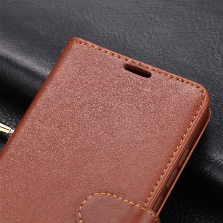 AZNS PU Leather Wallet Stand Case for Xiaomi Redmi Note 8 Pro - Coffee