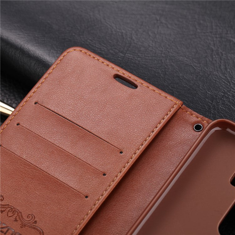 AZNS PU Leather Wallet Stand Case for Xiaomi Redmi Note 8 Pro - Coffee