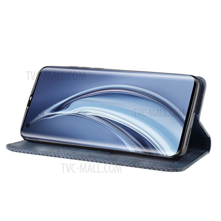 Auto-absorbed Retro Leather Wallet Case Shell for Xiaomi Mi 10 5G/Mi 10 Pro 5G - Blue