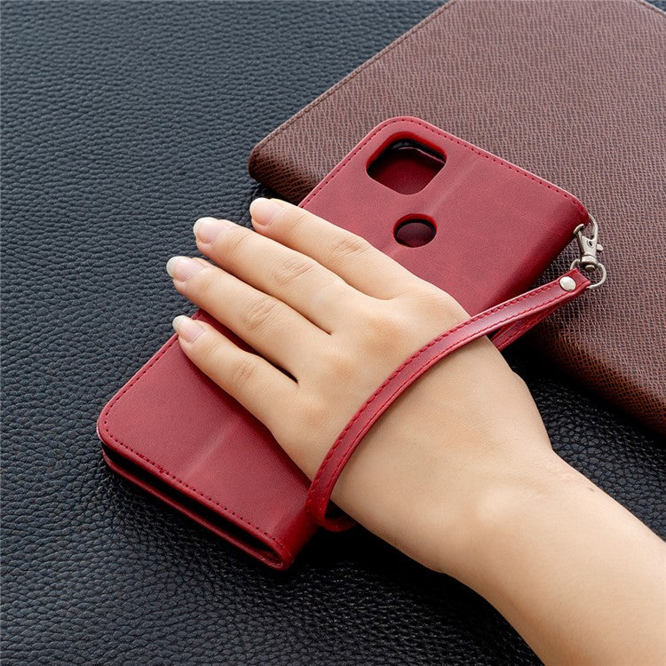 With Wallet Leather with Stand Stylish Case for Xiaomi Redmi 9C/Redmi 9C NFC - Red