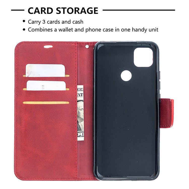 With Wallet Leather with Stand Stylish Case for Xiaomi Redmi 9C/Redmi 9C NFC - Red