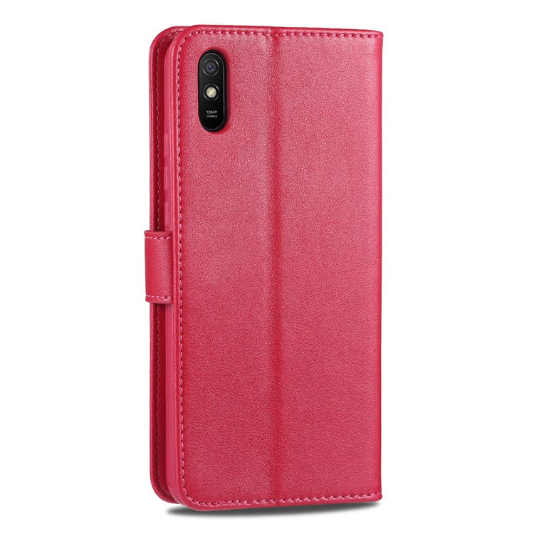 AZNS Wallet Stand Leather Protective Case for Xiaomi Redmi 9A - Red