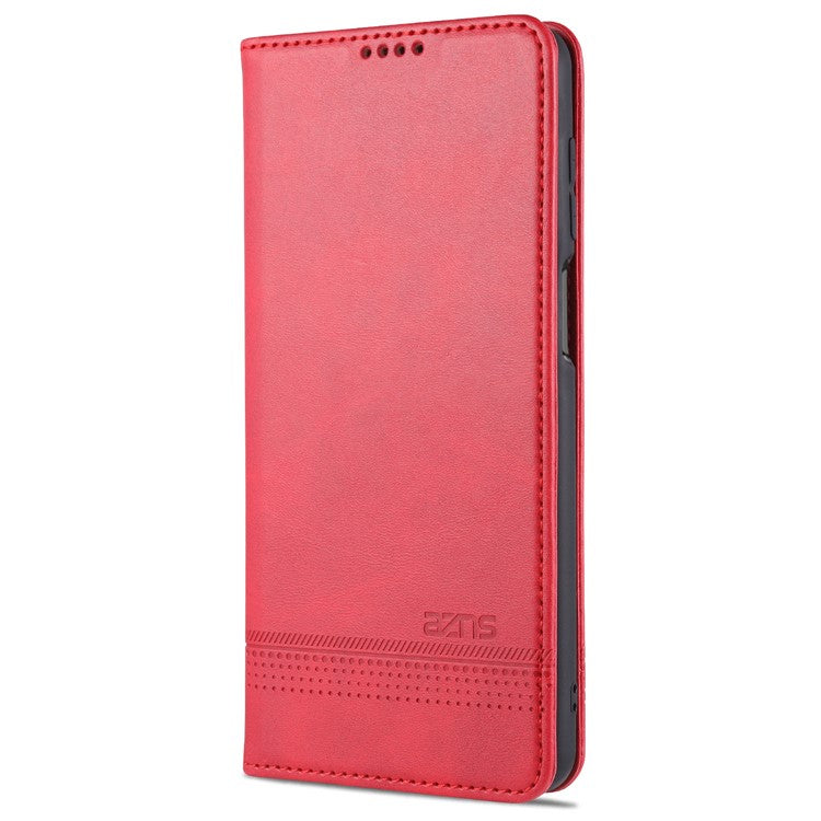 AZNS for Xiaomi Redmi Note 9 Pro/Note 9S Auto-absorbed Leather Wallet Stand Case - Red