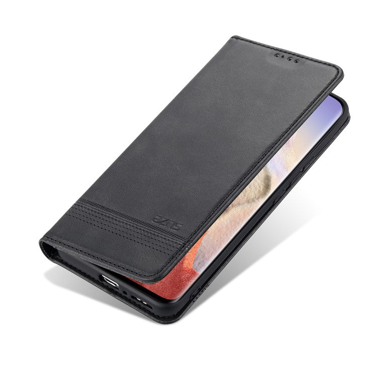 AZNS Auto-absorbed Magnetic Stand Wallet Leather Phone Protection Shell Case for Xiaomi Mi 11 Ultra - Black