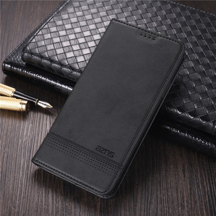 AZNS Auto-absorbed Magnetic Stand Wallet Leather Phone Protection Shell Case for Xiaomi Mi 11 Ultra - Black