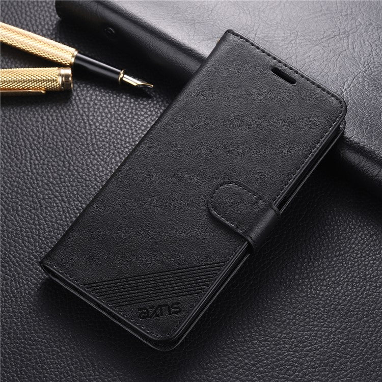 AZNS Wallet Stand Leather Protective Shell for Xiaomi Poco M5s 4G / Redmi Note 10 4G / Note 10S 4G - Black