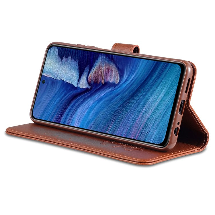AZNS Wallet Stand Leather Protective Shell for Xiaomi Poco M5s 4G / Redmi Note 10 4G / Note 10S 4G - Black