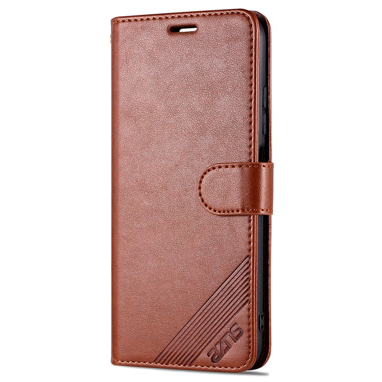 AZNS PU Leather Phone Wallet Stand Case Cover for Xiaomi Redmi Note 10 5G/Poco M3 Pro 4G/5G - Brown
