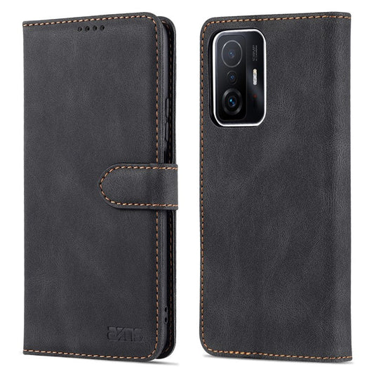 AZNS PU Leather Magnetic Clasp Phone Cover with Stand Wallet for Xiaomi 11T/11T Pro - Black