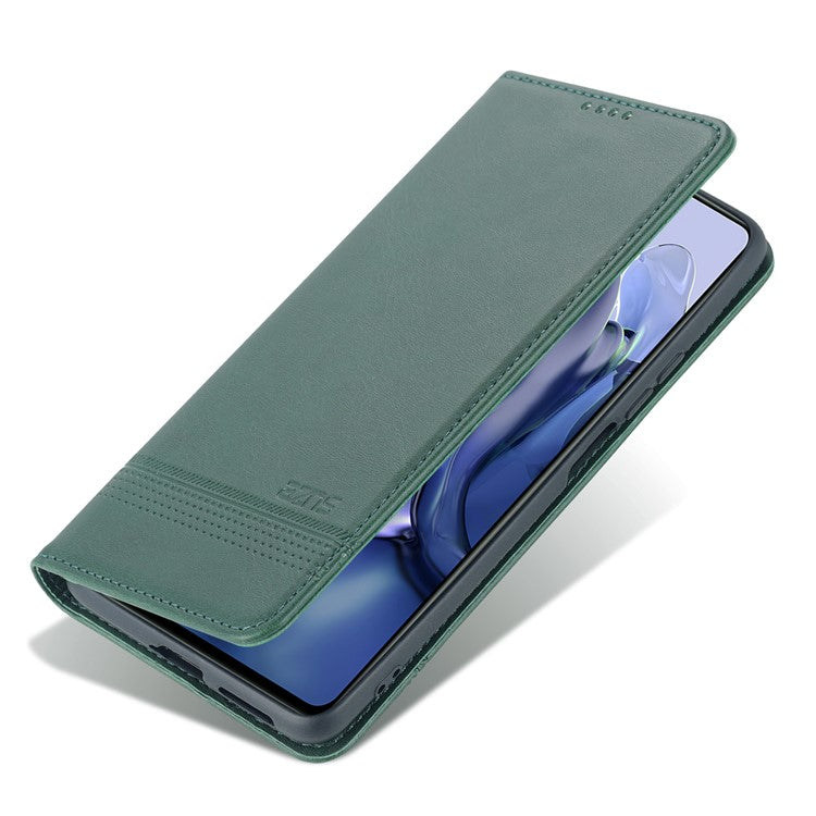 AZNS Wallet Design Durable PU Leather Shockproof Phone Cover Case for Xiaomi 11T / Xiaomi 11T Pro - Green