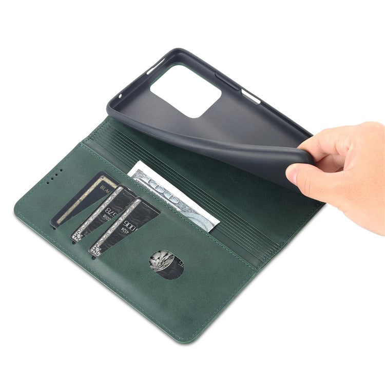 AZNS Wallet Design Durable PU Leather Shockproof Phone Cover Case for Xiaomi 11T / Xiaomi 11T Pro - Green