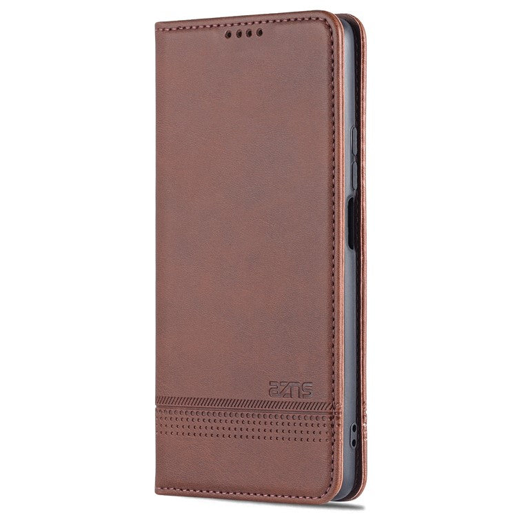 AZNS Wallet Design Durable PU Leather Shockproof Phone Cover Case for Xiaomi 11T / Xiaomi 11T Pro - Coffee