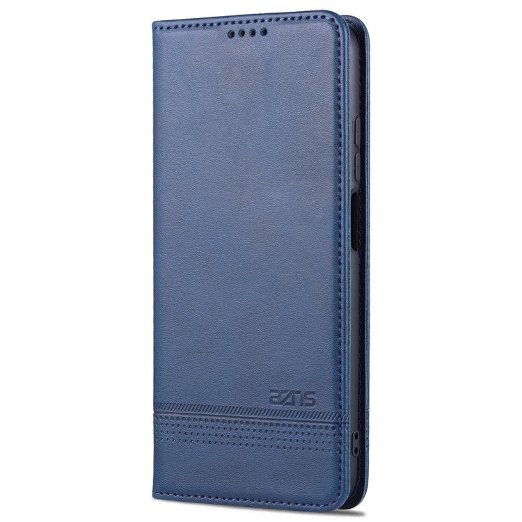 AZNS Auto-absorbed Wallet Design PU Leather Shockproof Phone Stand Cover Case for Xiaomi Redmi Note 11 5G (China) (MediaTek)/Poco M4 Pro 5G - Blue