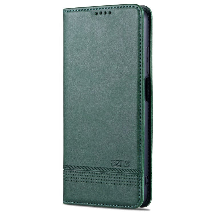 AZNS Anti-fall Well-protected Auto-absorbed Wallet Design PU Leather Phone Stand Cover Case for Xiaomi Redmi Note 11 Pro 5G (China) (MediaTek)/11 Pro+ 5G - Green