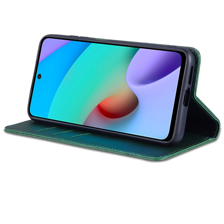 AZNS Anti-fall Well-protected Auto-absorbed Wallet Design PU Leather Phone Stand Cover Case for Xiaomi Redmi Note 11 Pro 5G (China) (MediaTek)/11 Pro+ 5G - Green