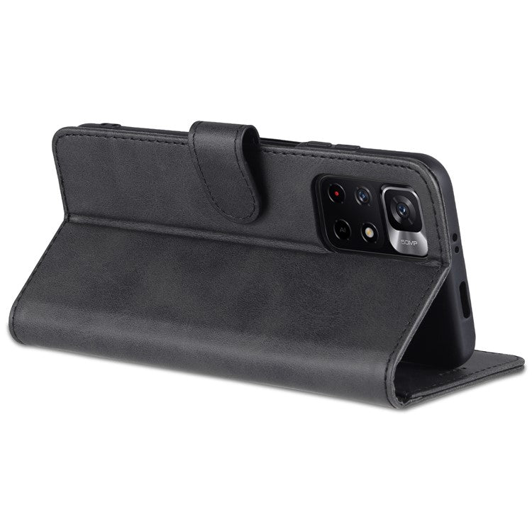 AZNS for Xiaomi Redmi Note 11 5G (China) (MediaTek)/Note 11T 5G/Note 11S 5G PU Leather Flip Folio Case Wallet Stand Shockproof TPU Inner Shell Phone Cover - Black