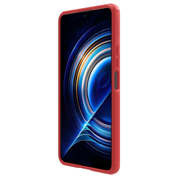 NILLKIN Super Frosted Shield Pro Matte Case for Xiaomi Redmi K50/Redmi K50 Pro, Fingerprint-free PC Back TPU Soft Frame Protective Phone Cover - Red