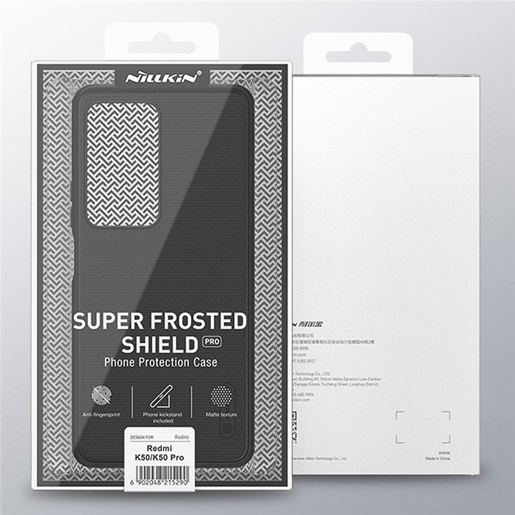 NILLKIN Super Frosted Shield Pro Matte Case for Xiaomi Redmi K50/Redmi K50 Pro, Fingerprint-free PC Back TPU Soft Frame Protective Phone Cover - Red