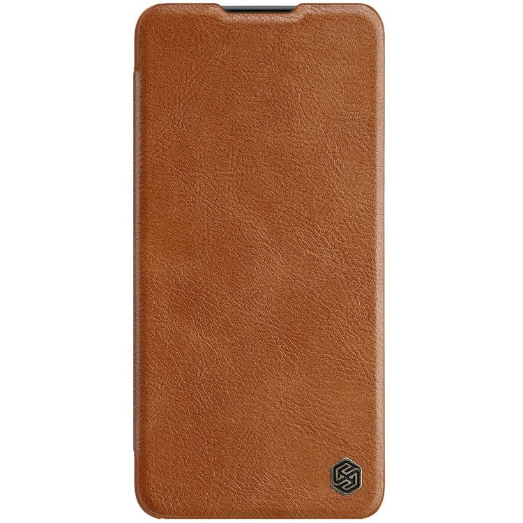 NILLKIN Qin Pro Series for Xiaomi Redmi K50/K50 Pro PU Leather Card Slot Case Creative Slide Lens Protector Scratch-Resistant Cover - Brown