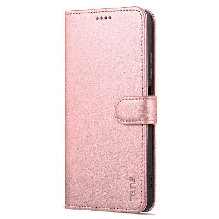AZNS For Xiaomi Poco M4 Pro 4G PU Leather Wallet Case Adjustable Stand Magnetic Clasp Phone Cover - Rose Gold