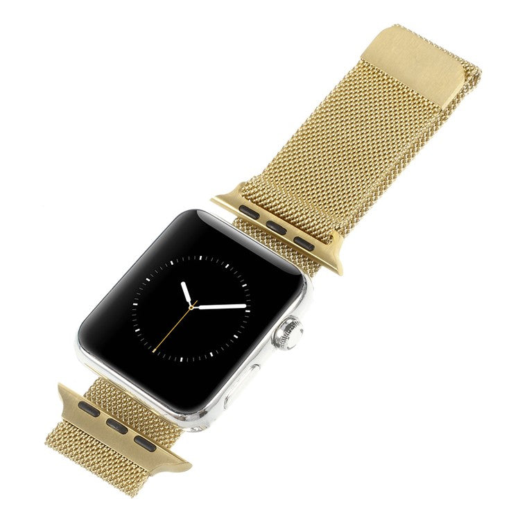 PRAGUS For Milanese Stainless Steel Watchband Wristband for Apple Watch Series 10 46mm / Ultra 2 Ultra 49mm / 9 8 7 45mm / SE (2023) SE (2022) SE 6 5 4 44mm / 3 2 1 42mm - Champagne Gold Color