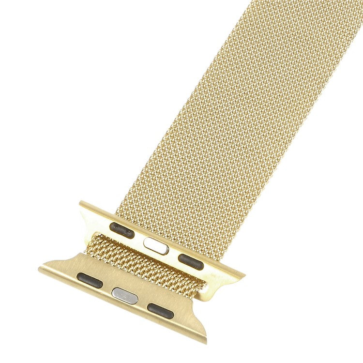 PRAGUS For Milanese Stainless Steel Watchband Wristband for Apple Watch Series 10 46mm / Ultra 2 Ultra 49mm / 9 8 7 45mm / SE (2023) SE (2022) SE 6 5 4 44mm / 3 2 1 42mm - Champagne Gold Color