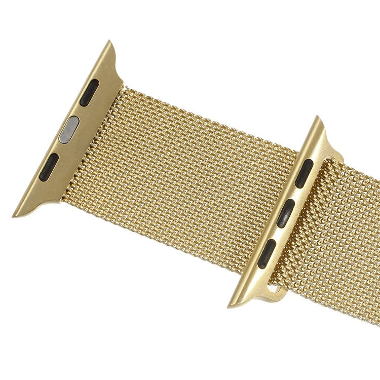 PRAGUS For Milanese Stainless Steel Watchband Wristband for Apple Watch Series 10 46mm / Ultra 2 Ultra 49mm / 9 8 7 45mm / SE (2023) SE (2022) SE 6 5 4 44mm / 3 2 1 42mm - Champagne Gold Color