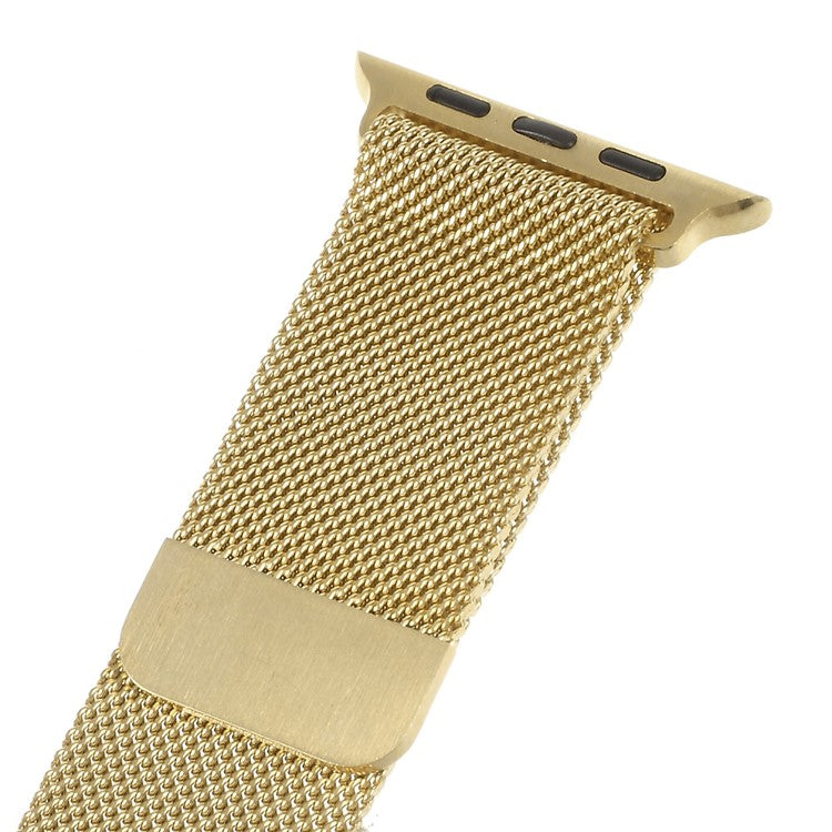 PRAGUS For Milanese Stainless Steel Watchband Wristband for Apple Watch Series 10 46mm / Ultra 2 Ultra 49mm / 9 8 7 45mm / SE (2023) SE (2022) SE 6 5 4 44mm / 3 2 1 42mm - Champagne Gold Color