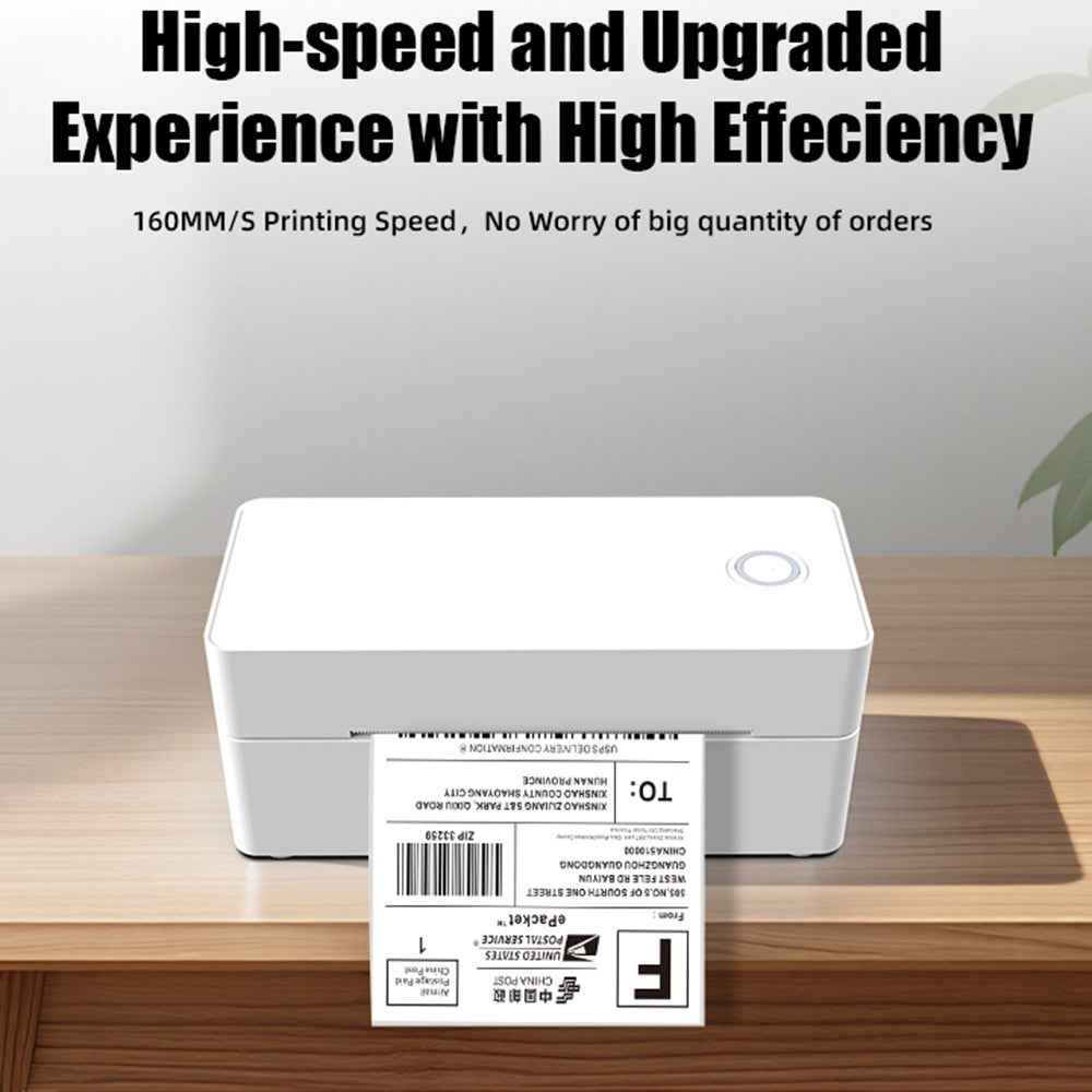 110mm Thermal Label Printer USB Interface Direct Thermal Printing Portable Shipping Bill Printer - Black  /  EU Plug
