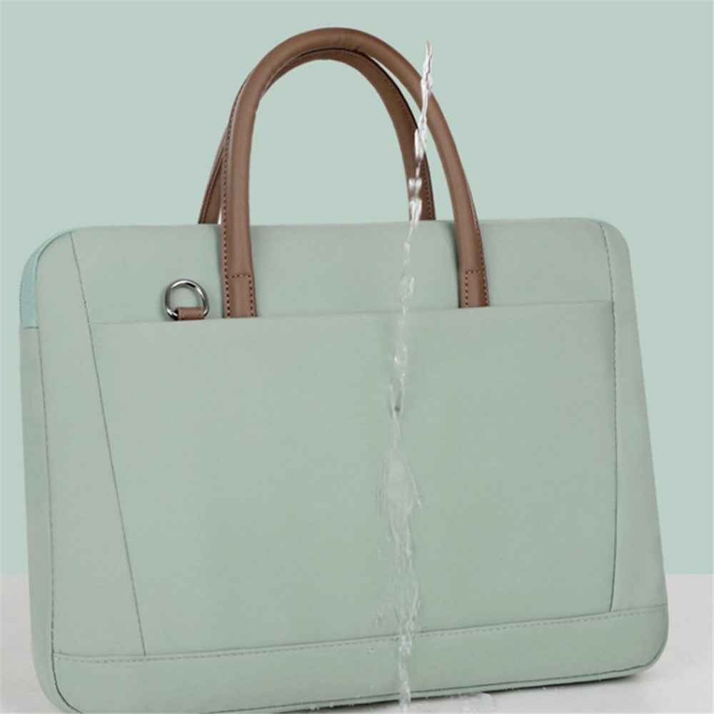 13-13.3 Inch Laptop Bag Waterproof Notebook Computer Handbag with Shoulder Strap - Beige