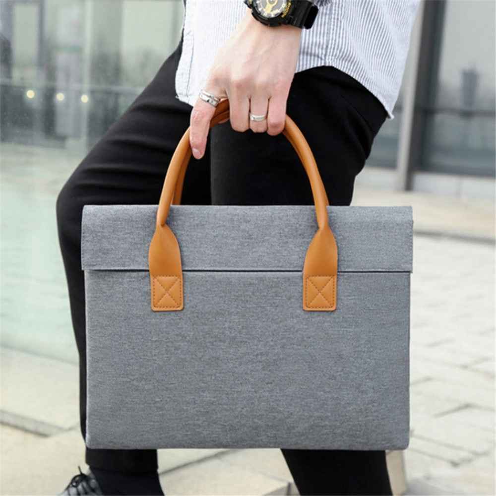 13.4-14.4 inch Medium Computer Carrying Case Oxford Cloth Handbag Laptop Bag with PU Handle - Black