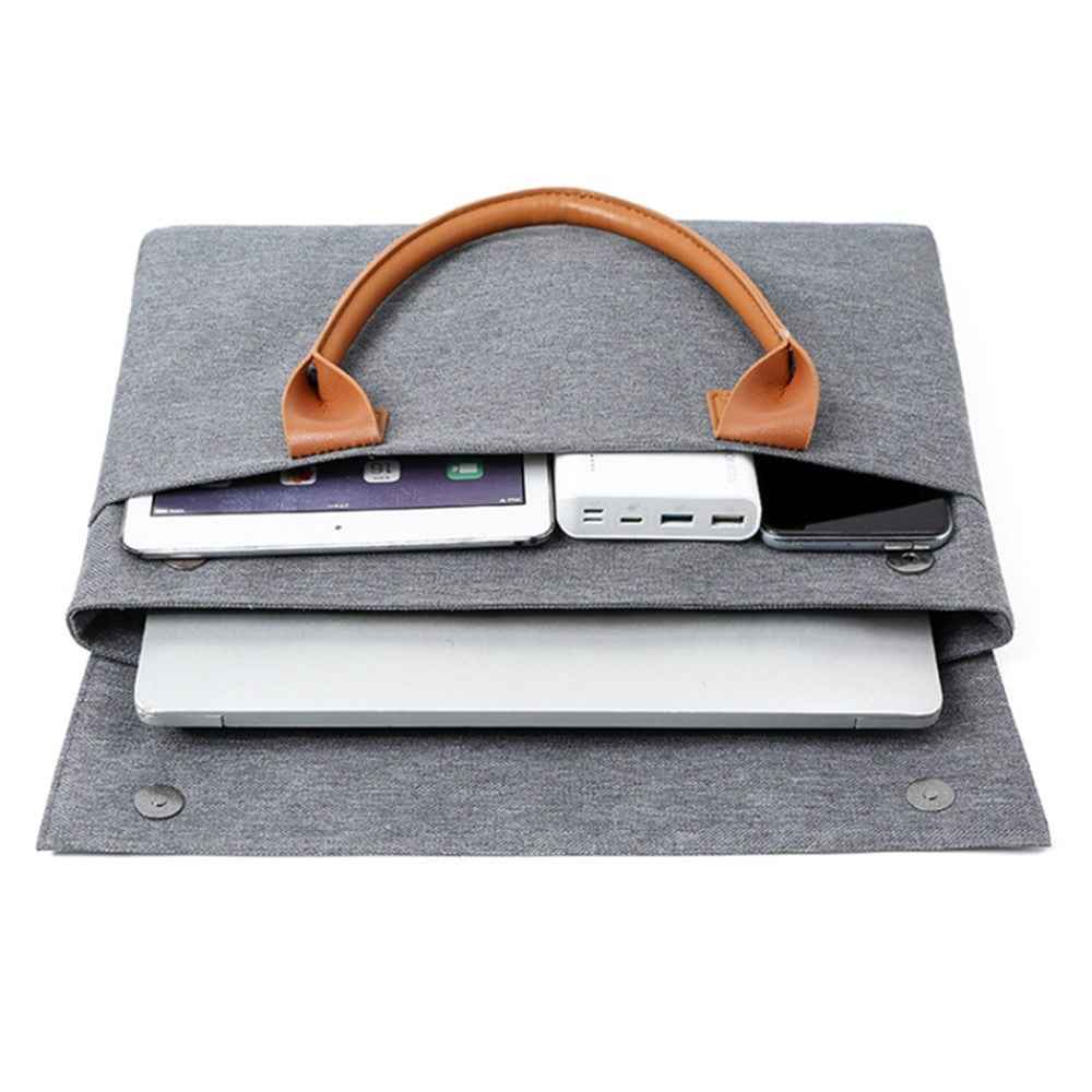 13.4-14.4 inch Medium Computer Carrying Case Oxford Cloth Handbag Laptop Bag with PU Handle - Black