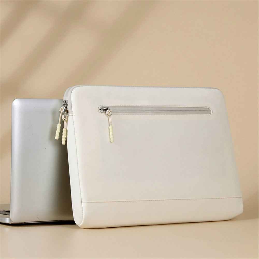 15-15.6 Inch Notebook Bag Oxford Cloth Laptop Bag with Zipper Portable Phone Mouse Storage Bag - Beige