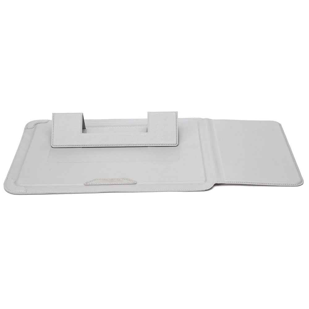 15-16 inch Laptop Sleeve Case PU Leather Ultra Thin Carrying Bag with Folding Stand - Grey