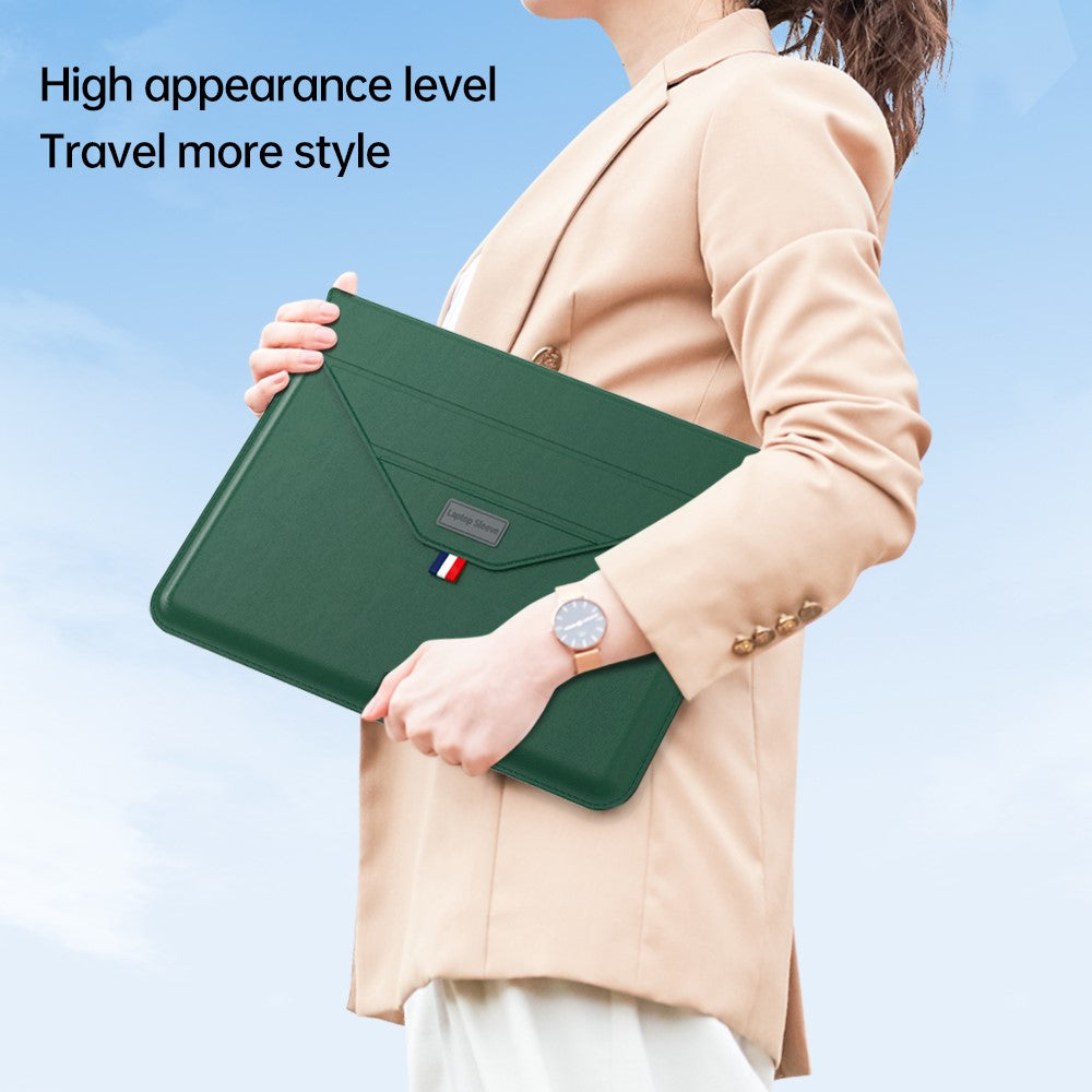 15-Inch-Laptop-Sleeve-Case-with-Stand-Feature-PU-Leather-Storage-Bag-Slim-Envelope-Blackish-Green