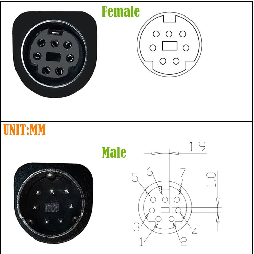 1.8m-Mini-DIN-7-Pin-Cable-Elbow-Male-to-Female-Computer-Game-System-Extension-Cord
