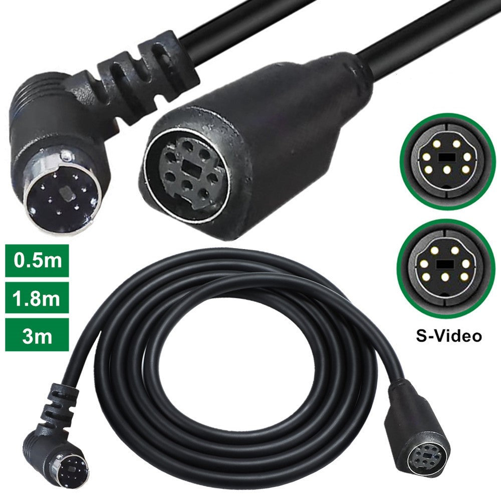 1.8m-Mini-DIN-7-Pin-Cable-Elbow-Male-to-Female-Computer-Game-System-Extension-Cord