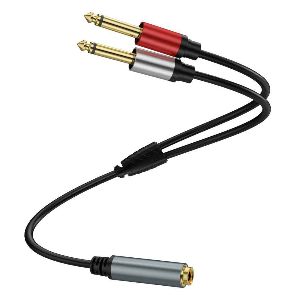1m 6.35mm TRS Stereo Female to Dual 6.35mm Male TS Mono Jack Audio Speaker Splitter Cable