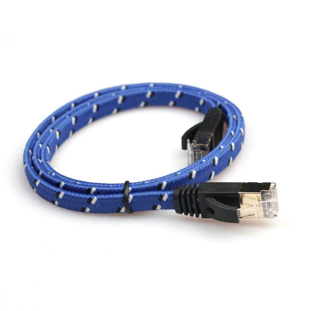 1M Woven Pattern CAT-7 10 Gigabit Ethernet Flat Patch Cable