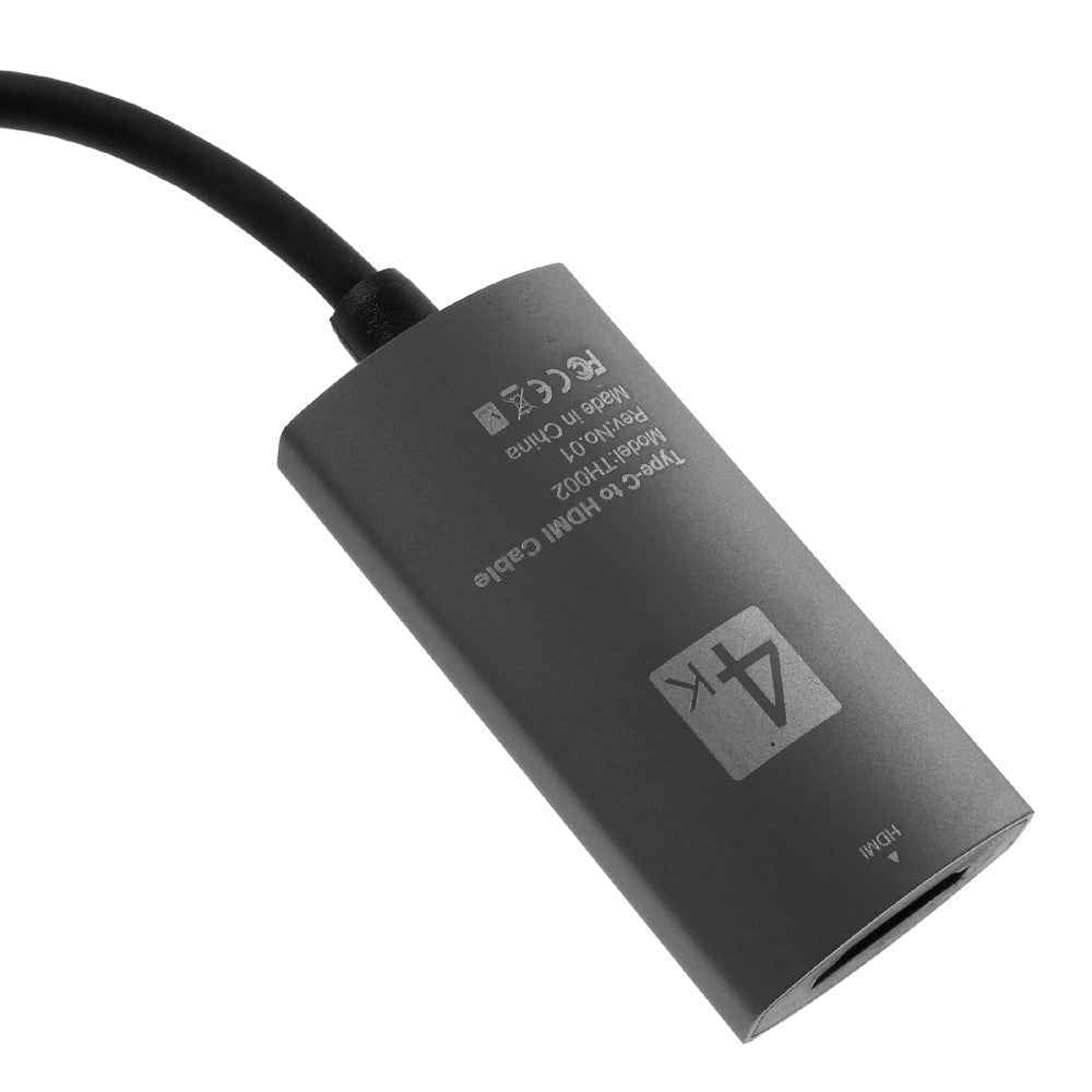 20cm Type-C Male to HDMI Female Digital 4K Adapter - Black