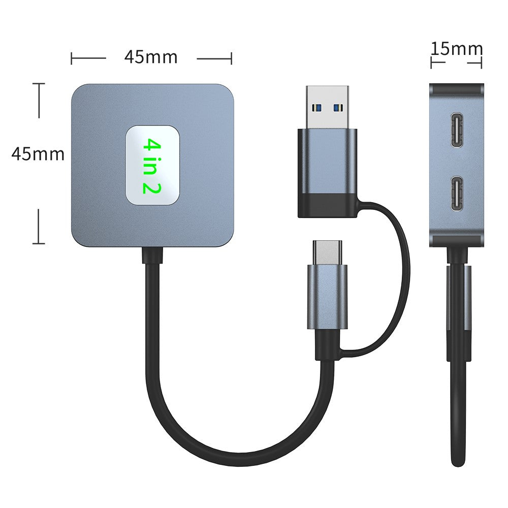 2320A-Type-C-/-USB-4-in-1-USB-Hub-2xTypc-C3.2-+-2xUSB3.2-10Gbps-Data-Transfer-Adapter