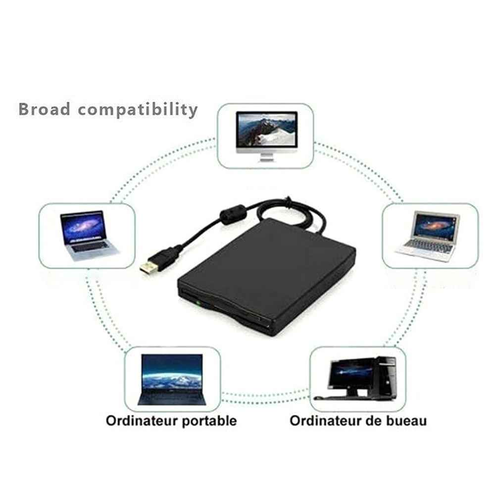 3.5 Inch External USB Floppy Disk Drive Portable Plug and Play 1.44MB FDD Floppy Drive